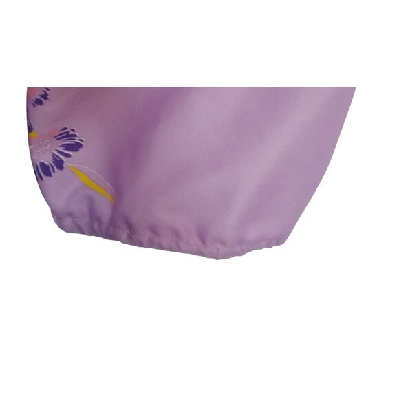 Vintage 1970s Floral Print Robe House Dress Zip Front Medium Purple Border Print - Picture 5 of 5